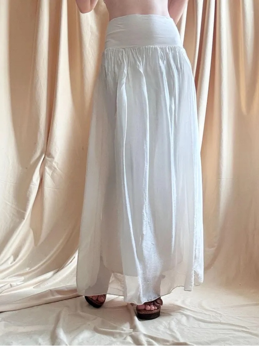🤍NWOT🤍 Off-White Silk-blend Fold-over Waist Skirt